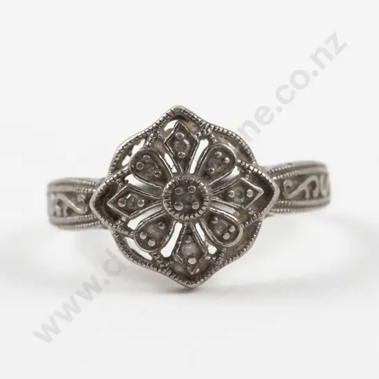 S/S and Marcasite Floret Cluster Ring