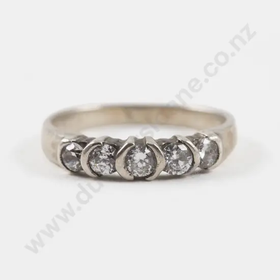 S/S Five Stone Clear Crystal Band Ring