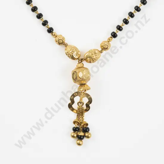 22ct Gold and Black Bead Mangalsutra Necklace