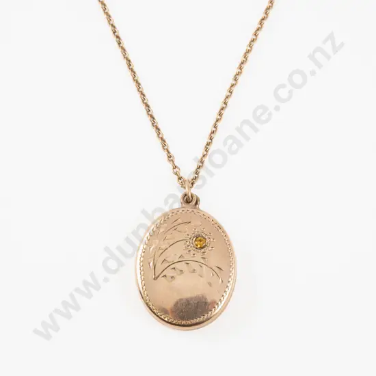 Gold Plated Oval Photo Locket on Neck Chain