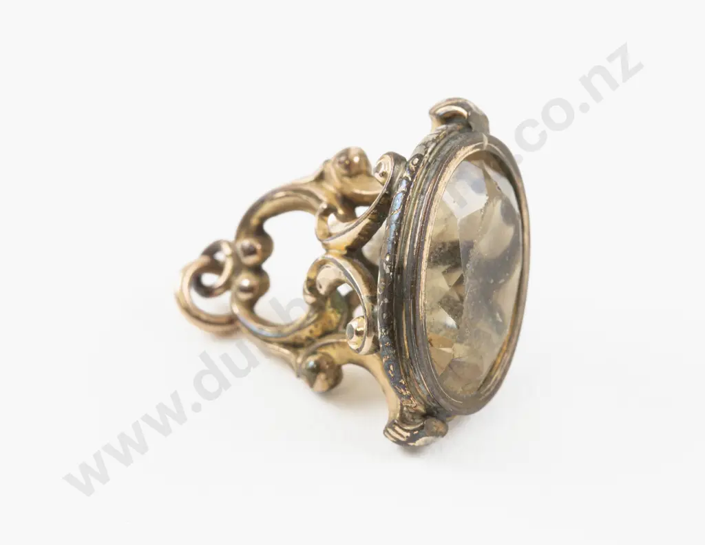 Gold Plated Citrine Glass Fancy Seal Fob Image 1++