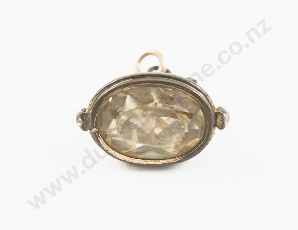Gold Plated Citrine Glass Fancy Seal Fob Image 1++
