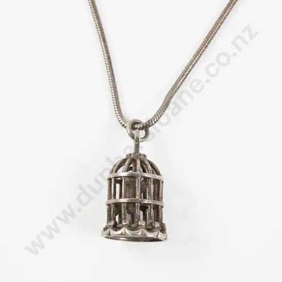 S/S Bird Cage Pendant on S/S Neck Chain