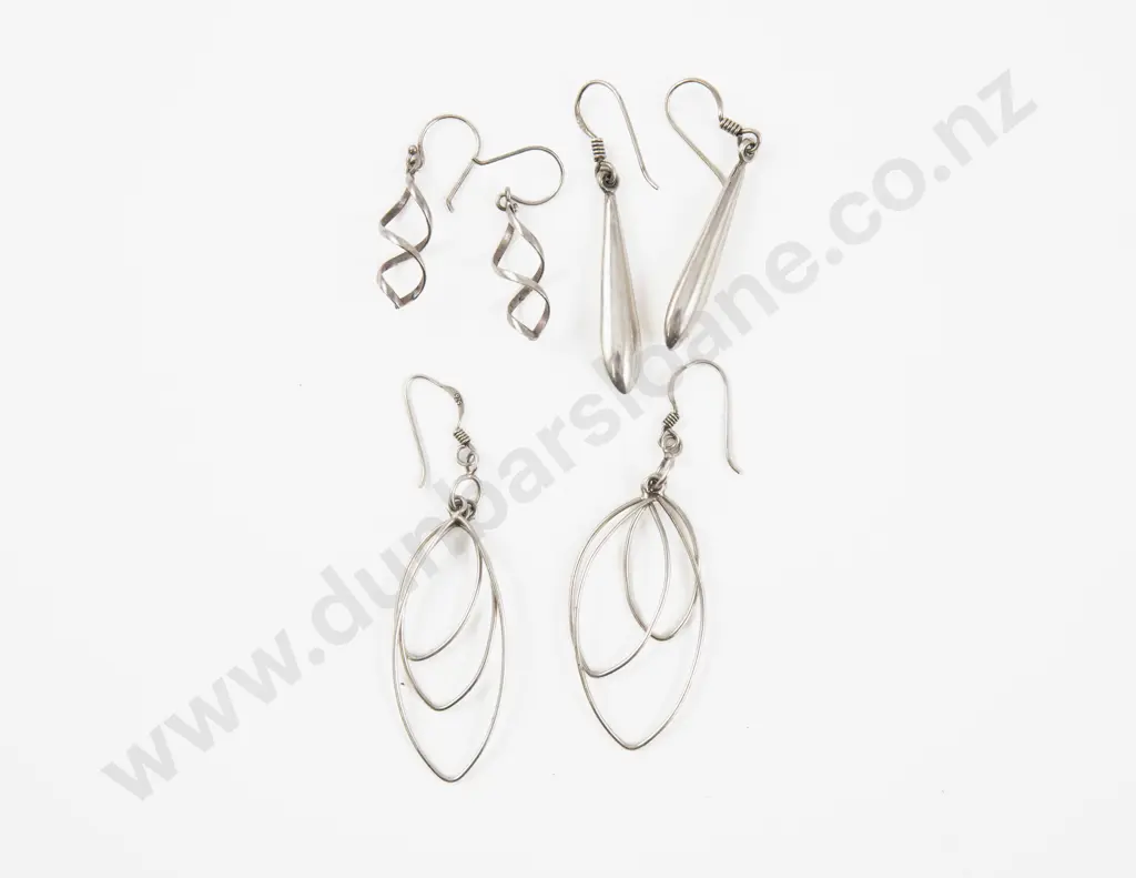 Three Pairs of S/S Pendant Drop Earrings Image 1++