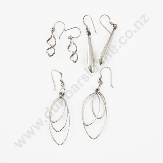 Three Pairs of S/S Pendant Drop Earrings