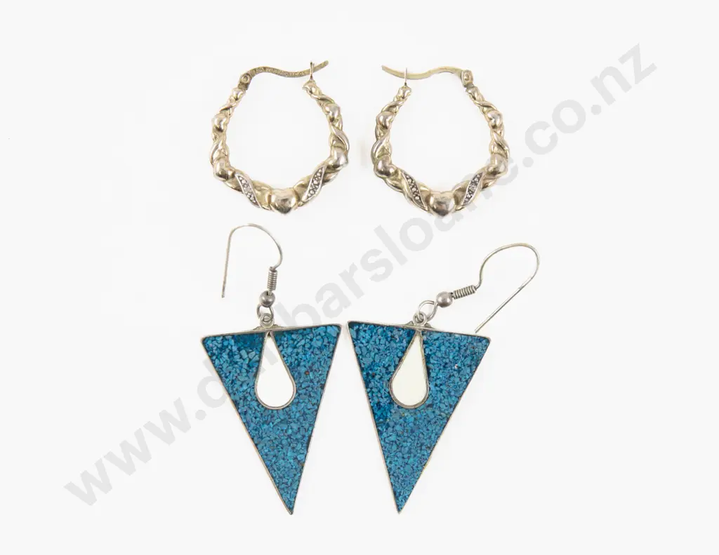 Two .925 Mexican Silver Earrings Image 1++