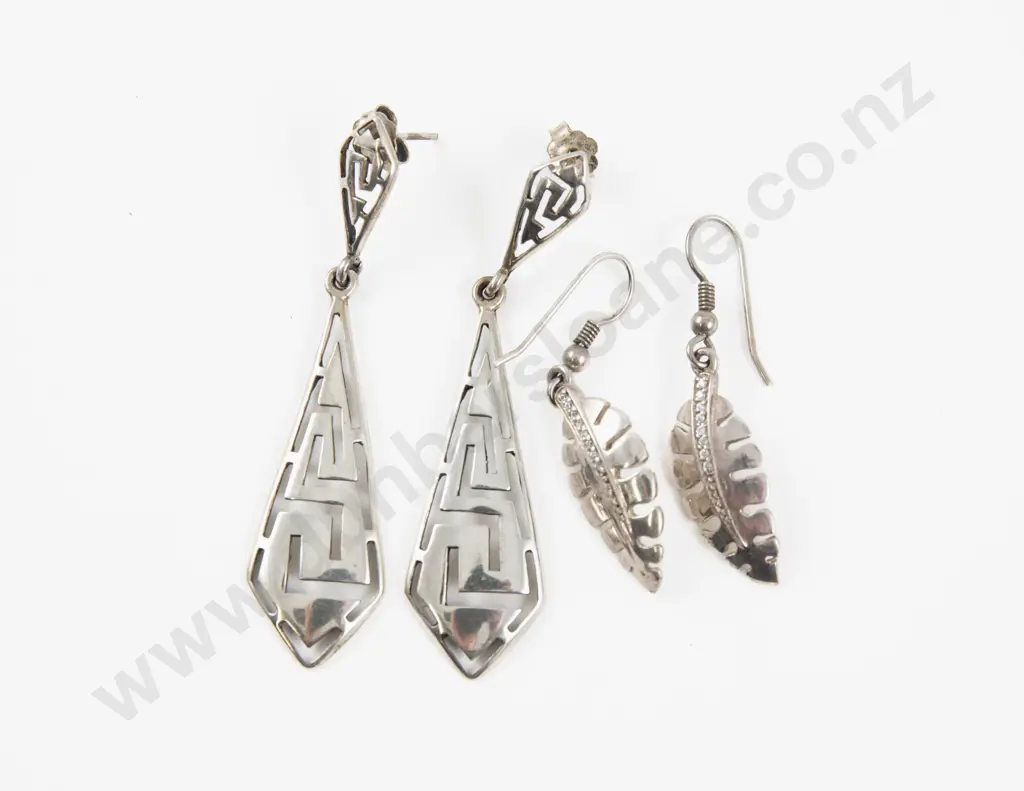 Two Pairs of S/S Pendant Drop Earrings Image 1++