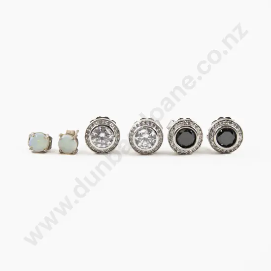 Three Pairs of Gem Set Stud Earrings
