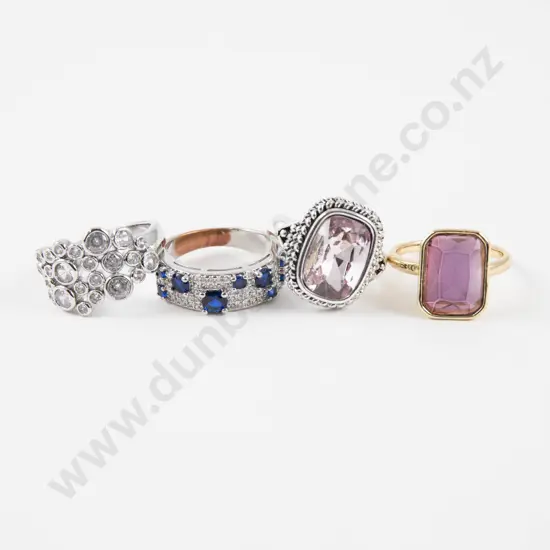 Four Costume Jewellery Gem Set Dress Rings