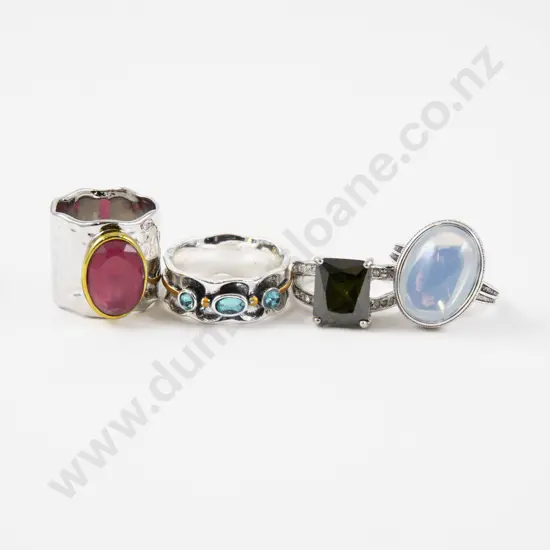 Four Costume Jewellery Gem Set Dress Rings