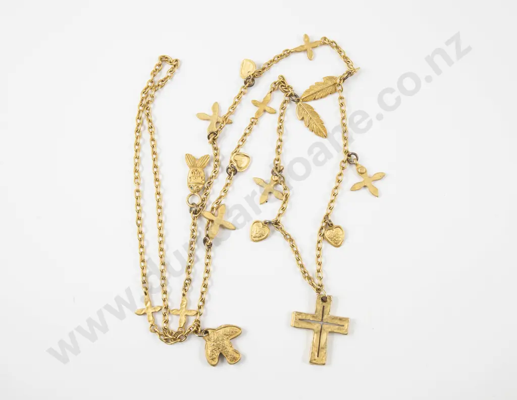 Single Strand Gold Plated Cross Pendant on Neck Chain Image 1++