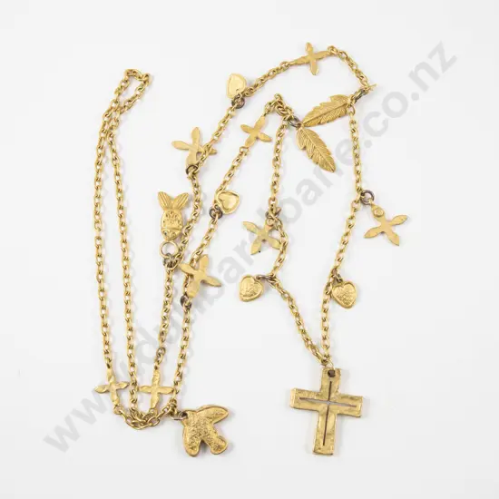 Single Strand Gold Plated Cross Pendant on Neck Chain