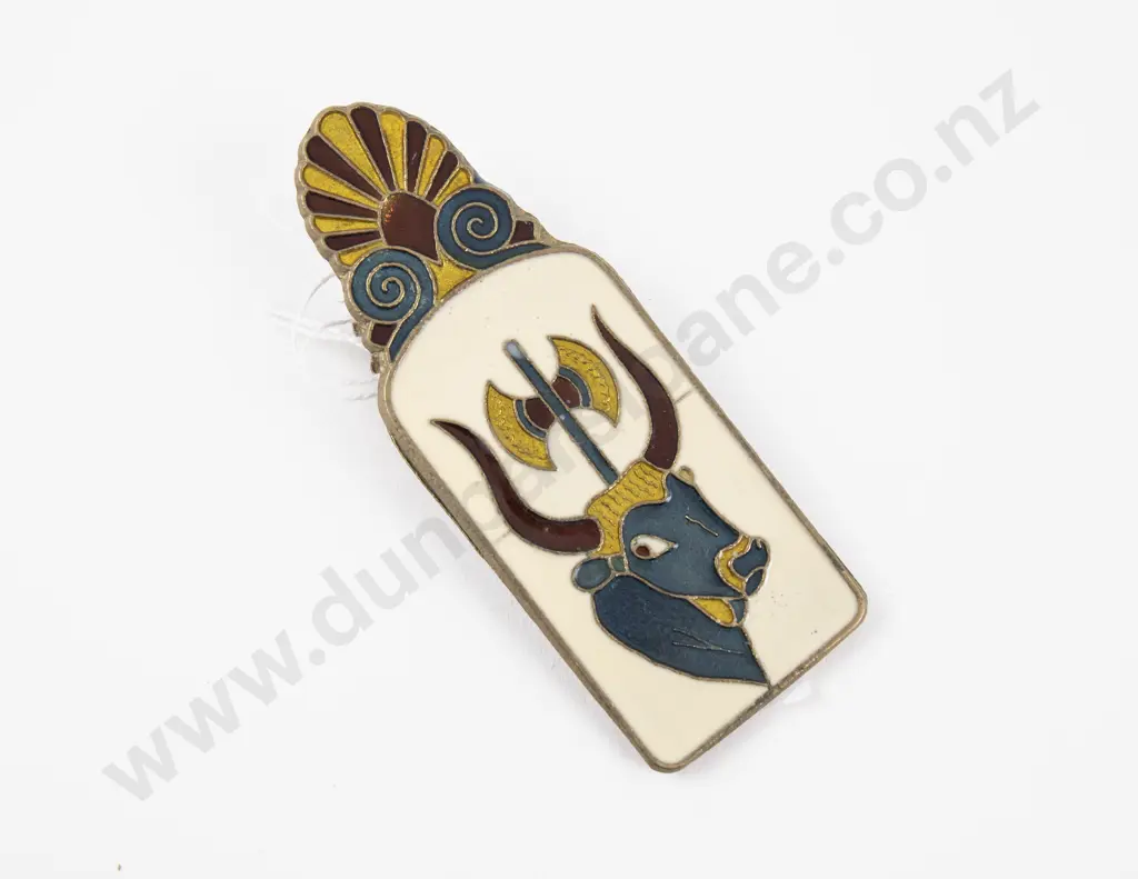 Vintage Greek Enamel and Brass Two Sided Paper Clip Image 1++