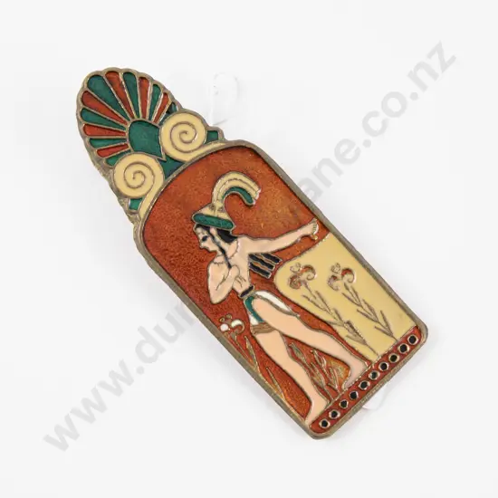 Vintage Greek Enamel and Brass Two Sided Paper Clip