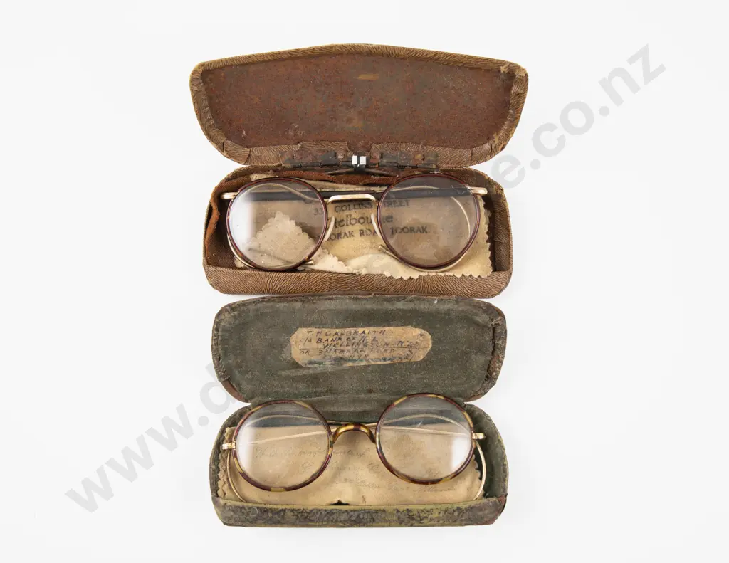 Two Pairs of Antique Spectacles in Case Image 1++