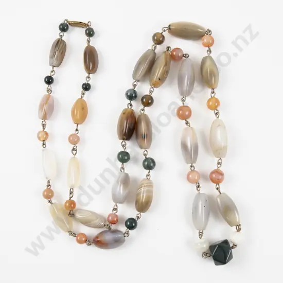 Vintage Single Strand Mixed Agate and Jasper Bead Necklace