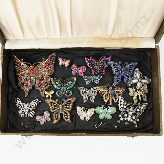 Collection of Assorted Costume Jewellery Rhinestone Butterfly Brooches and Hair Clip