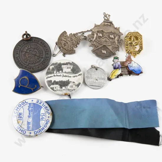 Two S/S Shield Brooches with Collection of Other Assorted Brooches and Pendants