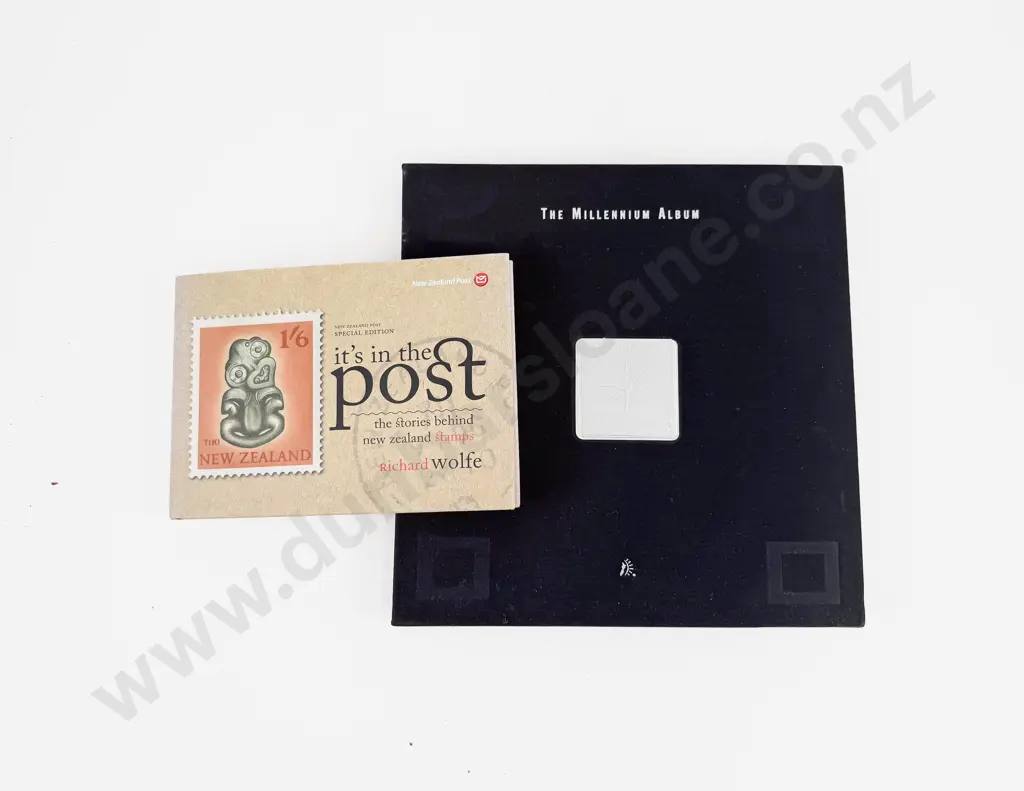 NZ The Millennium Stamp Album and Richard Wolfe 'Its in the Post' NZ Post Special Edition Image 1++