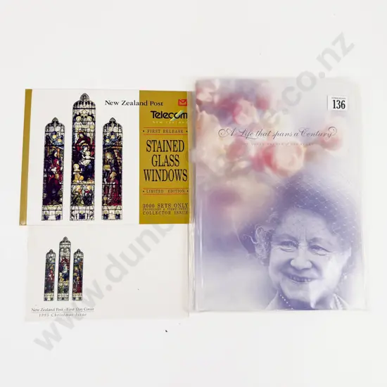 NZ The Queen Mother 100Years Stamp Album with Telecom Stained Glass Windows Release 1995