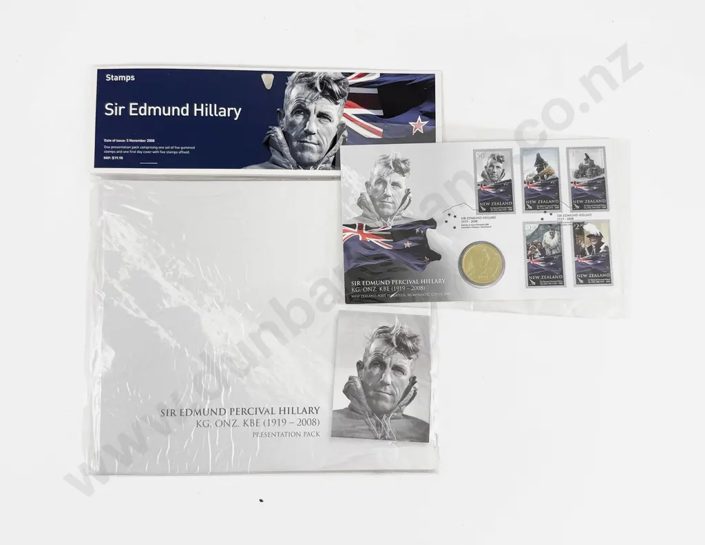 NZ 2008 SIr Edmund Hillary FDC and Stamp Pack Image 1++