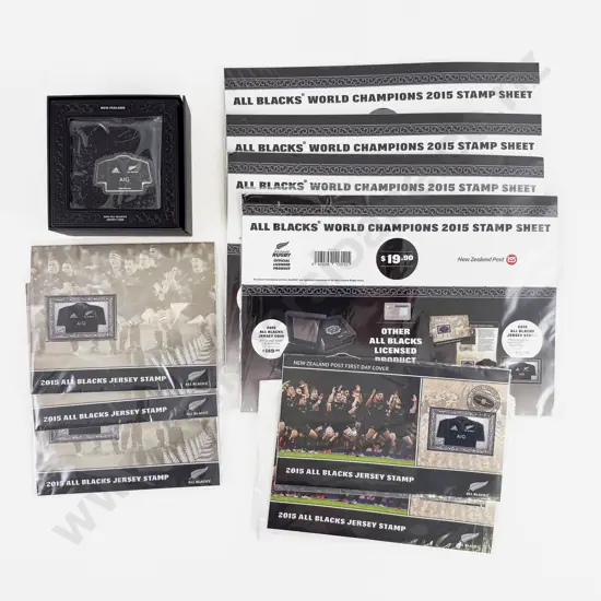 NZ 2015 All Blacks Jersey Stamp x3 with Packs and Jersey Coin 1oz Fine Silver