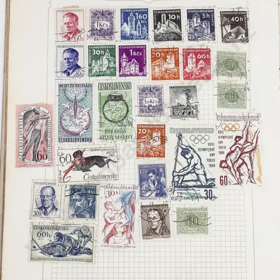 Vintage Album World Stamps with Small NZ Stock Book Album and Some Loose Stamps