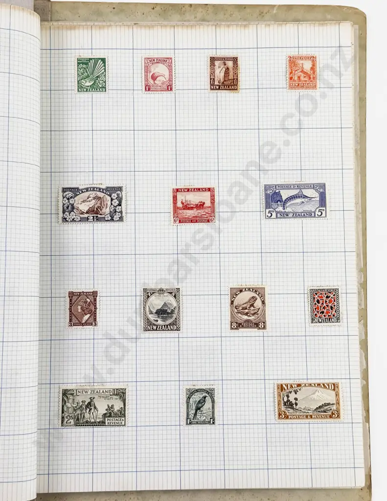 Vintage Album NZ Stamps all Pre-decimal Image 1++
