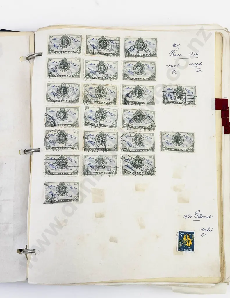 NZ Vintage Album of Page Multiple Singles - Small Blocks mainly Pre-decimal with some World Image 1++