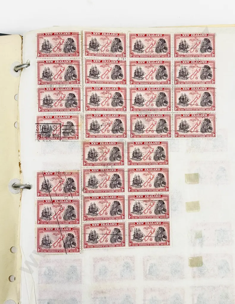 NZ Vintage Album of Page Multiple Singles - Small Blocks mainly Pre-decimal with some World Image 1++