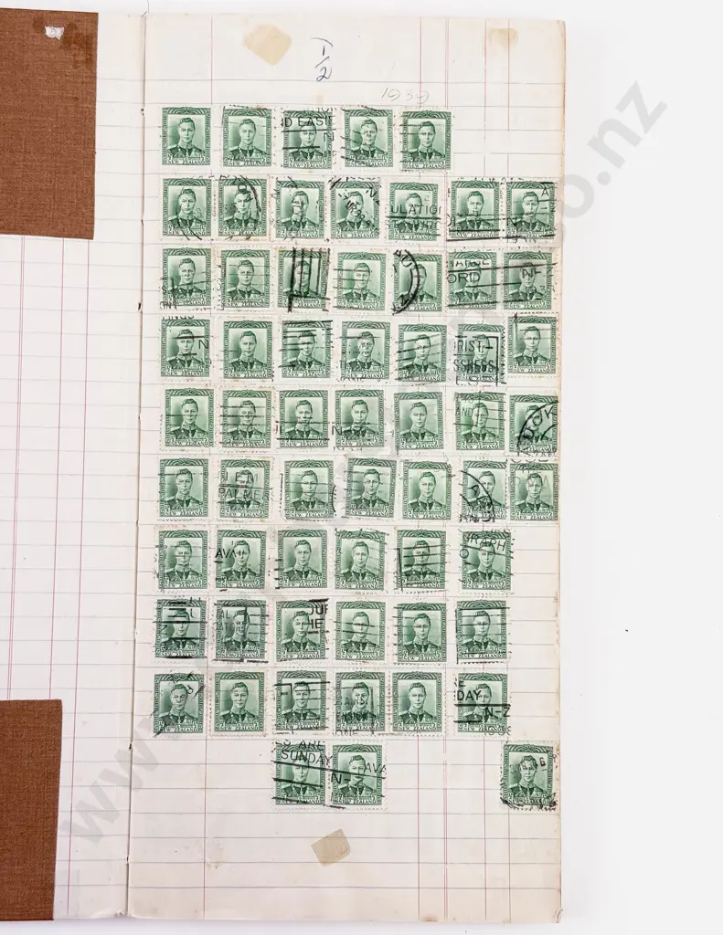 NZ Vintage Album of Page Multiple Singles mainly 1938 King George VI Image 1++