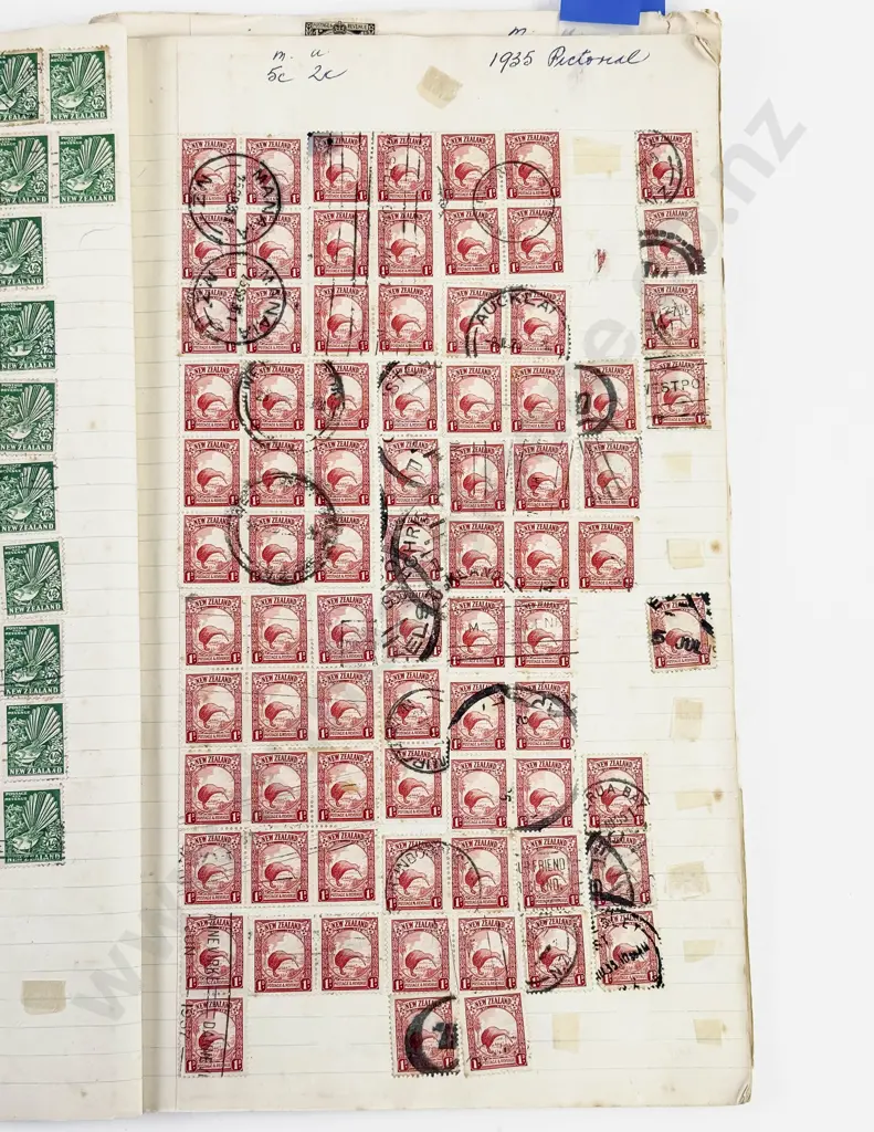 NZ Vintage Album of Page Multiple Singles 1935 Pictorials and Small Album of Decimals Image 1++
