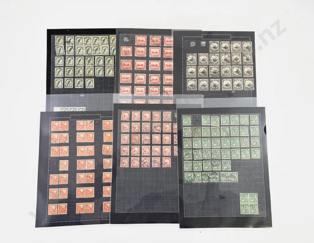 NZ 1935 Pictorials Multiple Singles some Blocks 1/2d 1d 2d 4d 6d 1/- Image 1++