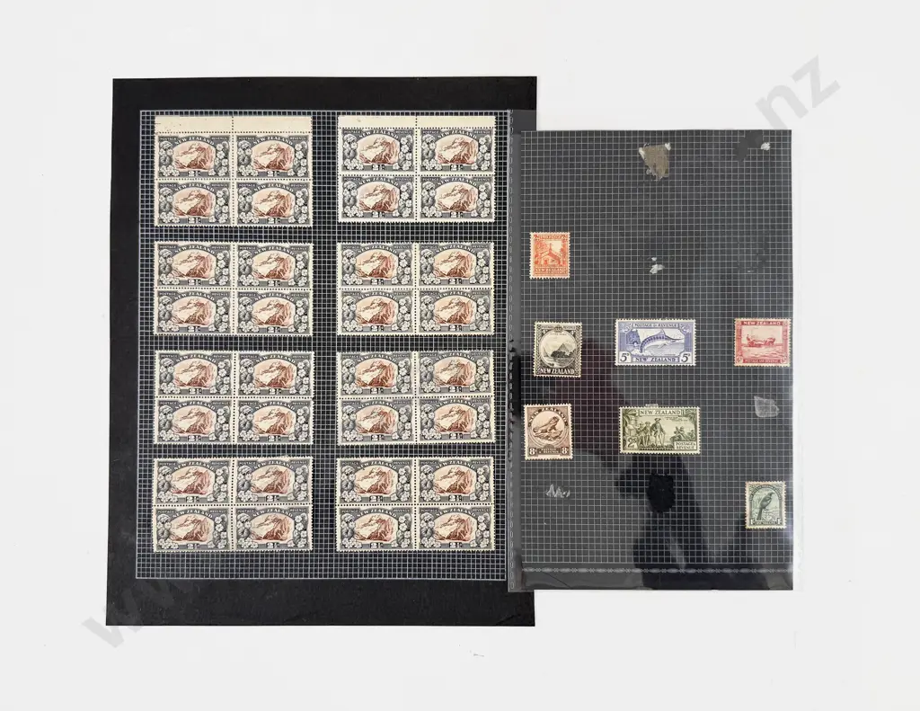 NZ 1935 Pictorials Mint Blocks of 4 x8 with some mint singles Image 1++