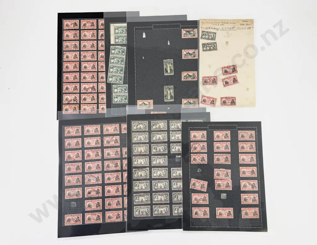 NZ 1940 Centennial Multiple Singles with Blocks Mint and Used Image 1++