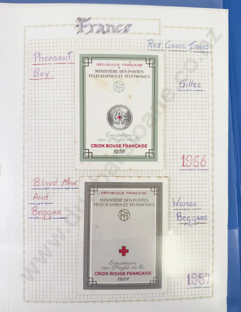 Album of French Stamps Vintage to Modern with Red Cross Issues Image 1++
