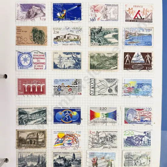 Album of French Stamps Vintage to Modern with Red Cross Issues