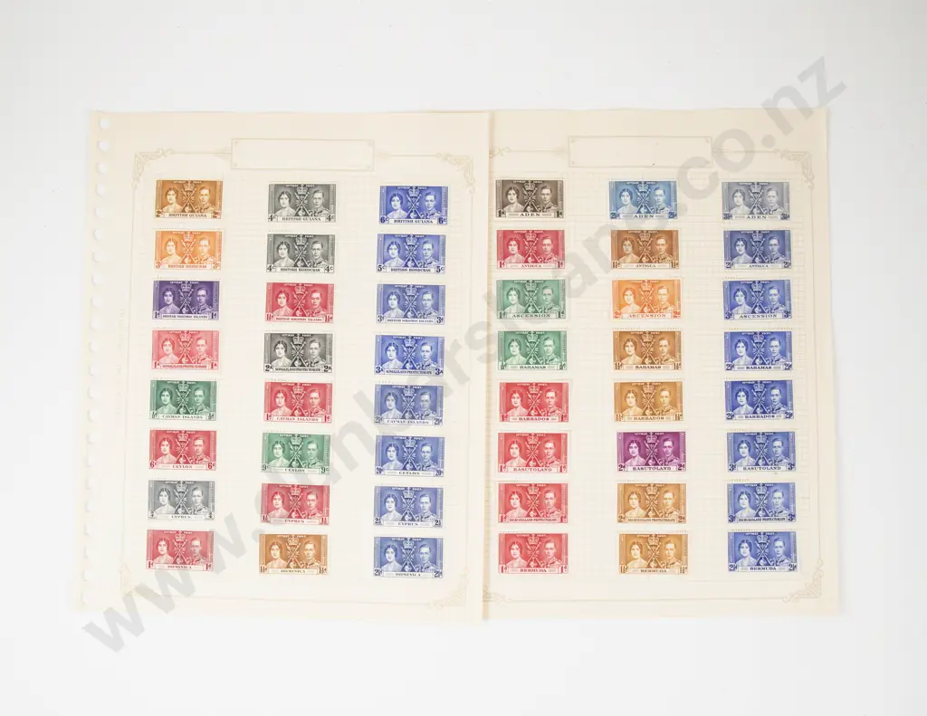 Seven Album Pages Commonwealth 1937 Coronation Mint Stamps Image 1++