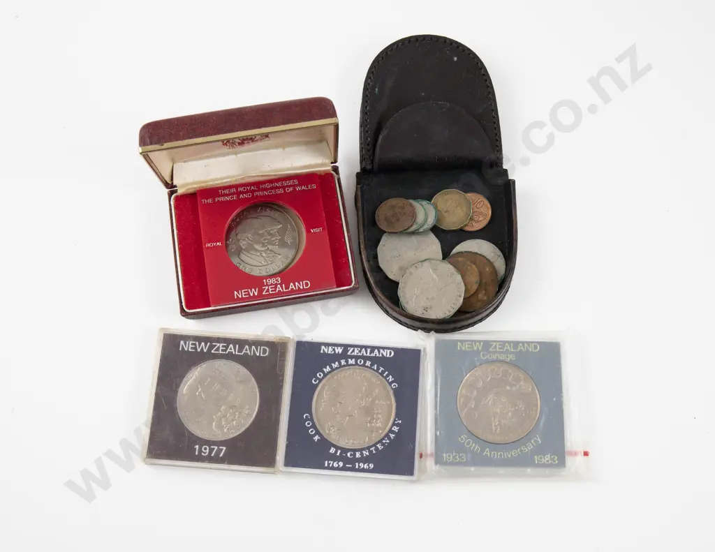 NZ Three Unc Commemorative $1 and 1983 Royal Visit (opened) with small qty coinage Image 1++