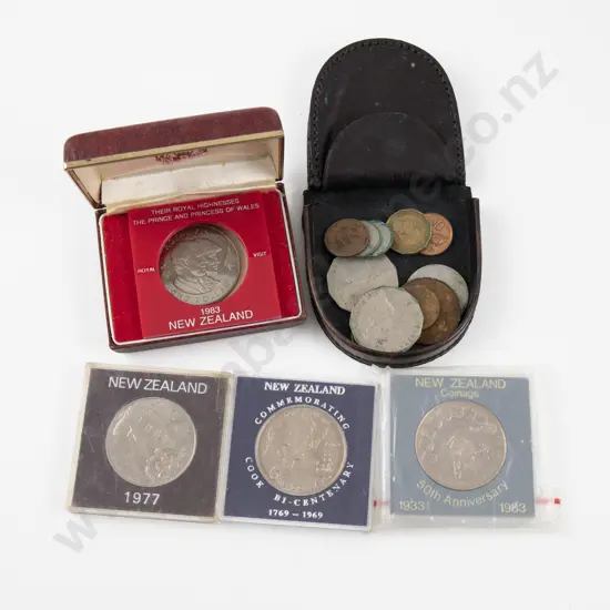 NZ Three Unc Commemorative $1 and 1983 Royal Visit (opened) with small qty coinage