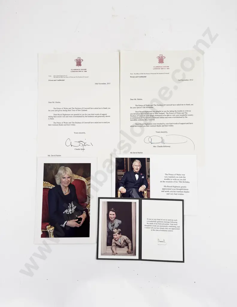 2012 & 2015 Letters and Photos from Clarence House of the then Prince of Wales and Duchess of Cornwall Image 1++