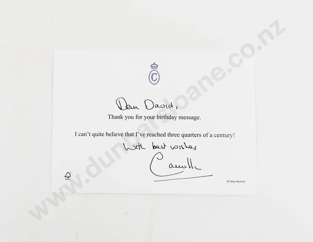 Signed Postcard Photo from Duchess of Cornwall Camilla Image 1++