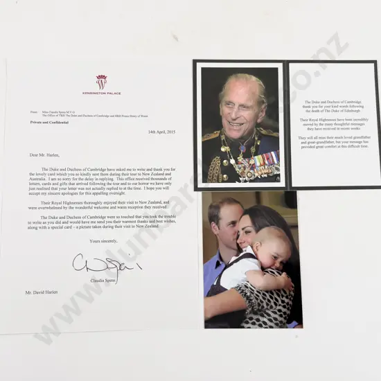 2015 Letter From Kensington Palace with Photo Duke & Duchess of Cambridge and other