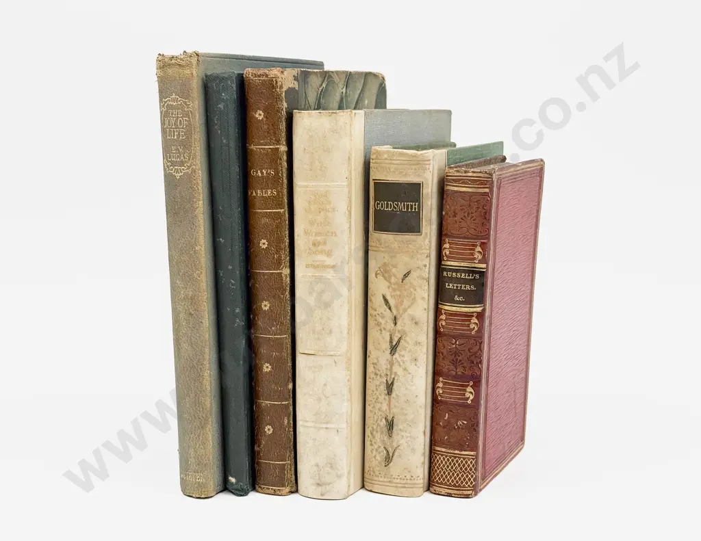 Six Assorted Antique Poetry Volumes Image 1++