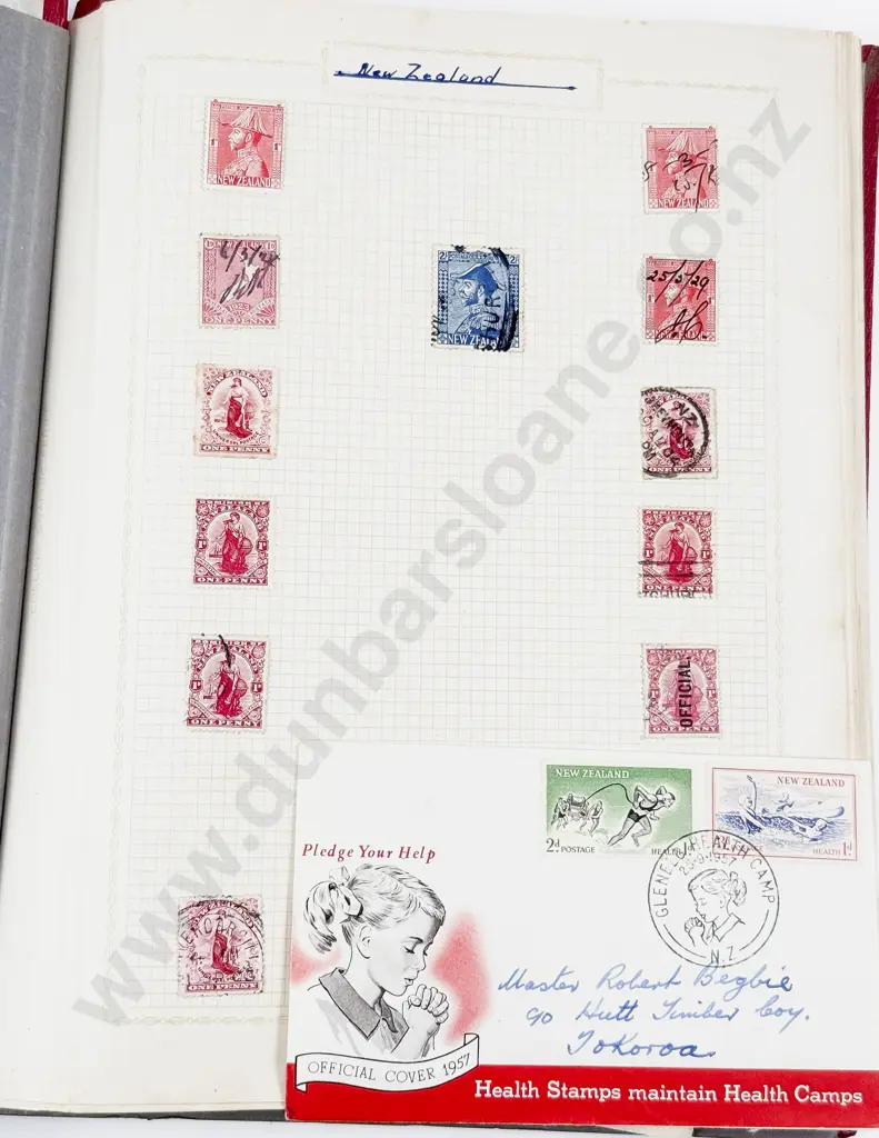 Two Vintage Albums - NZ Single Stamps with FDCs & 1923 to 1948 Commonwealth Stamps Image 1++