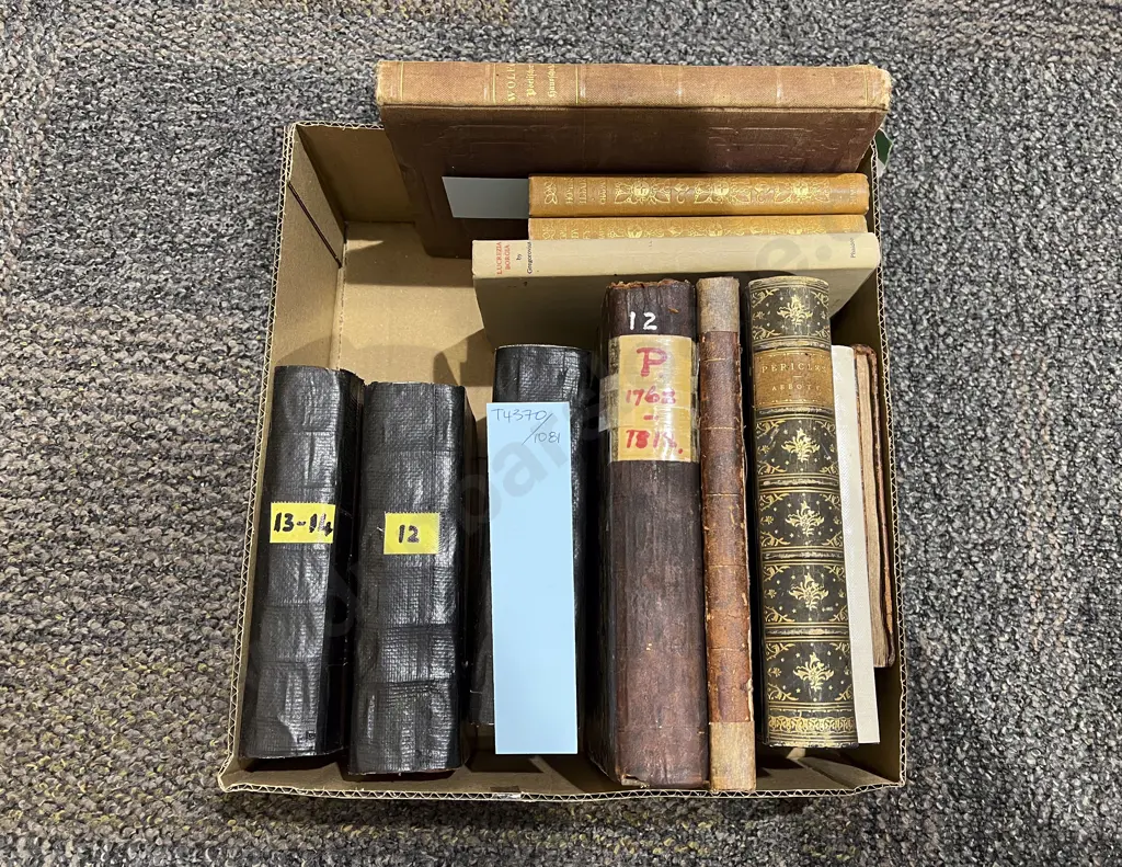 Box of Assorted Antique Foreign Language Volumes Image 1++