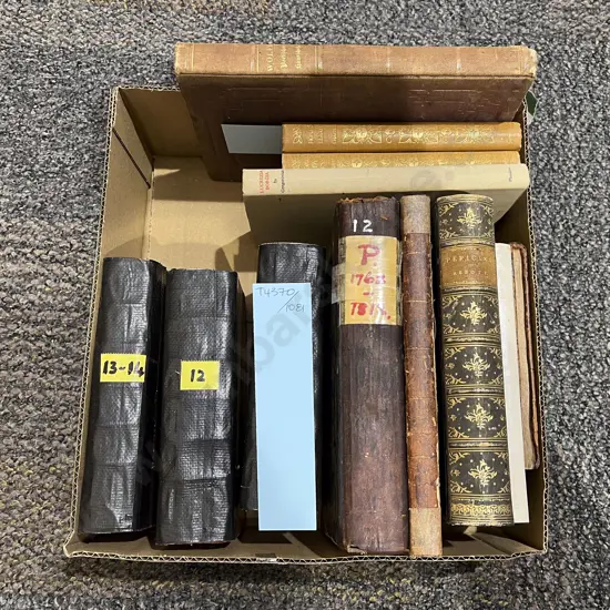 Box of Assorted Antique Foreign Language Volumes