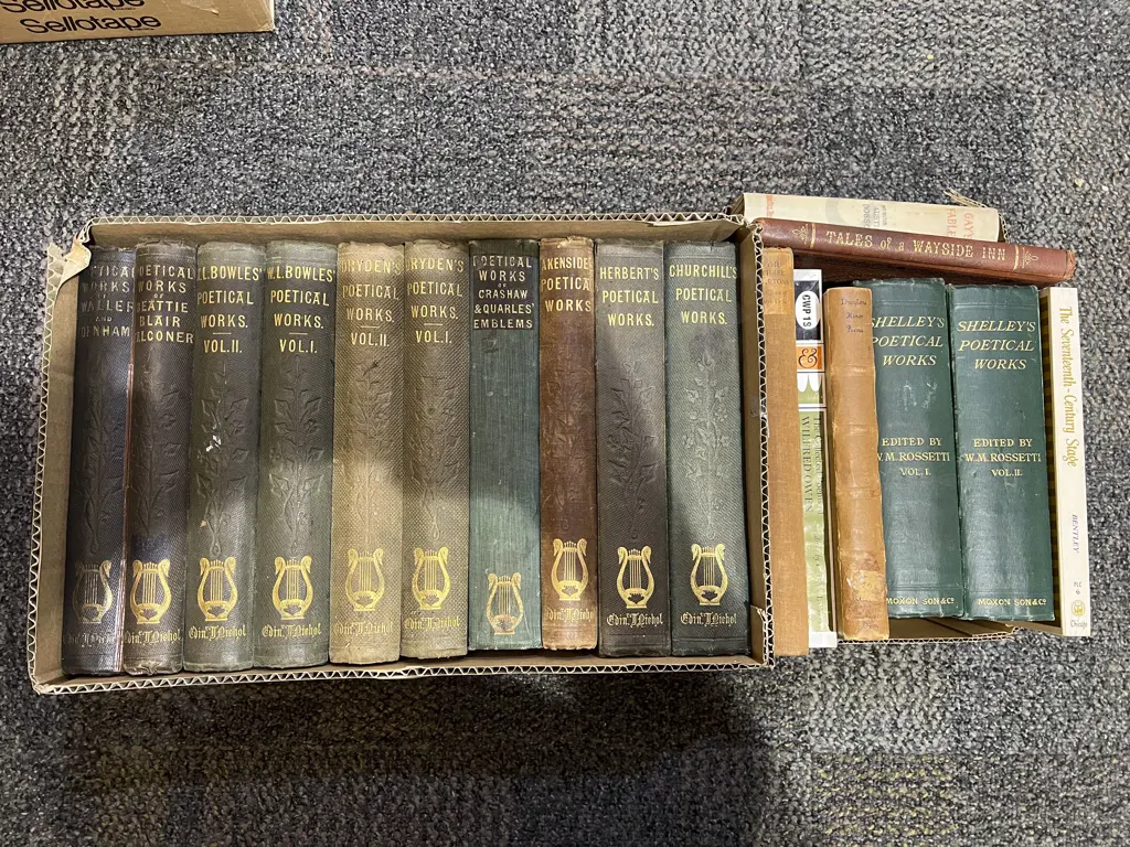 Two Boxes Assorted Vintage Poetry Volumes Image 1++