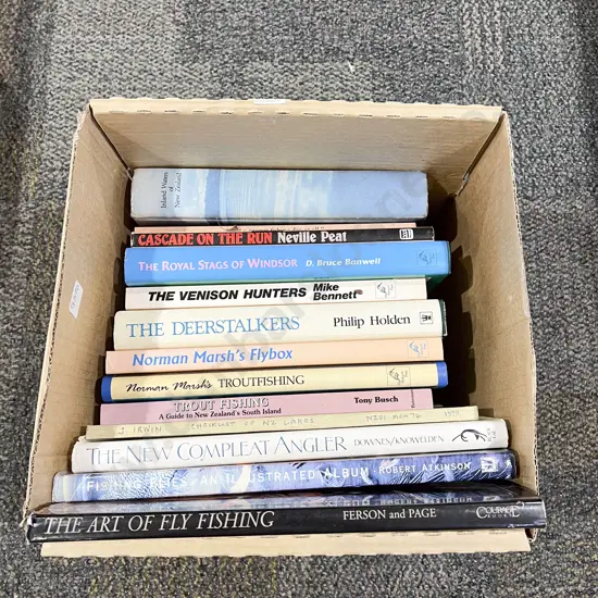 Box Assorted Books Relating to Hunting & Fishing