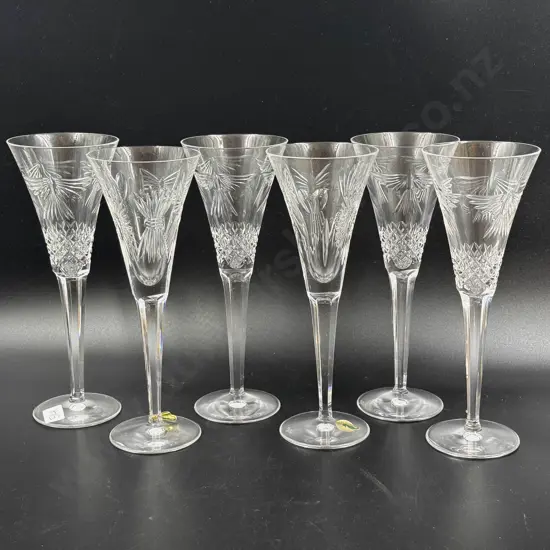 Six Waterford Crystal "Millenium Collection" Toasting Flutes